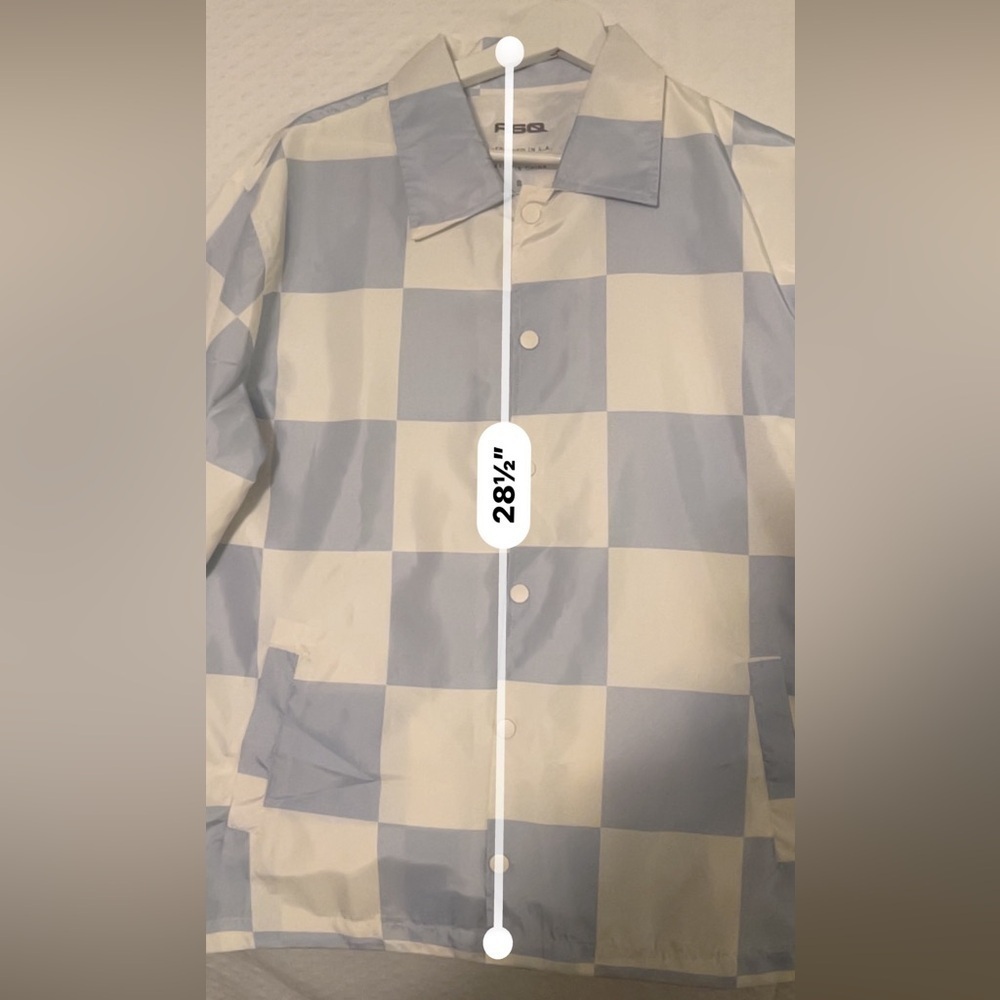 RSQ Mens Checkerboard Coaches jacket Size S snap buttons Bin 342 - Picture 11 of 12